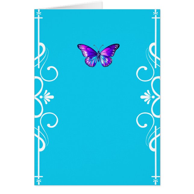 Tarjeta de mariposa holográfica púrpura de bonito  (Frente)