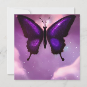 Tarjeta de mariposa púrpura profunda