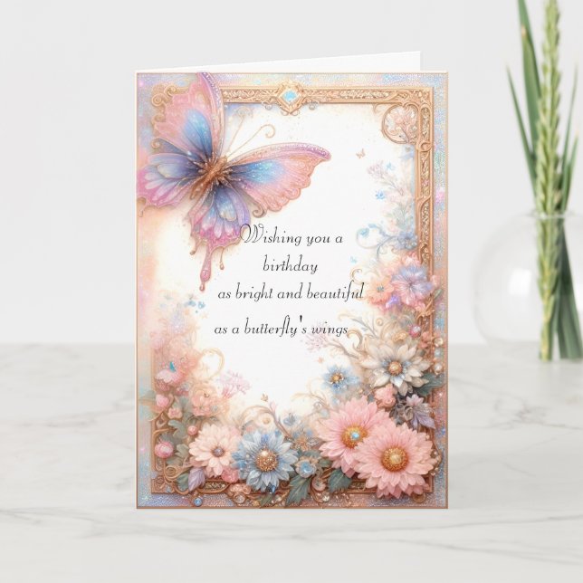 Tarjeta de mariposa rosa Fantasy (Anverso)