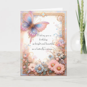 Tarjeta de mariposa rosa Fantasy