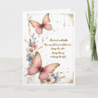 Tarjeta de mariposa rosada Fantasía