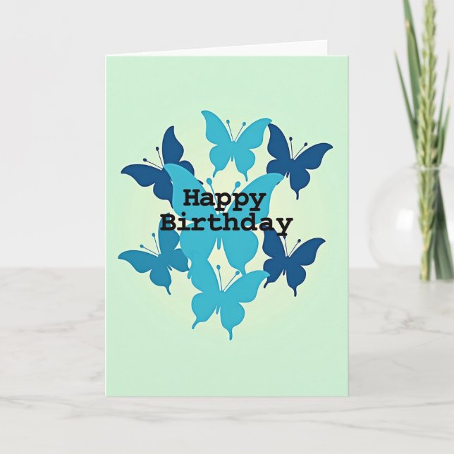 Tarjeta de Mariposas Azules Serenas (Anverso)