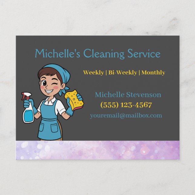Tarjeta de marketing de servicio de limpieza elega (Anverso)