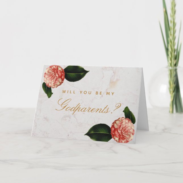 Tarjeta de mármol de las camelias florales de la (Anverso)