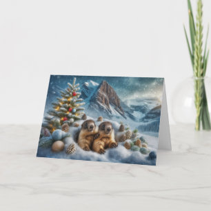 Tarjeta de Marmotas de Navidad (escribe tu propio