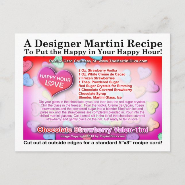 Tarjeta de Martini de Chocolate y Fresa para el Dí (Anverso)