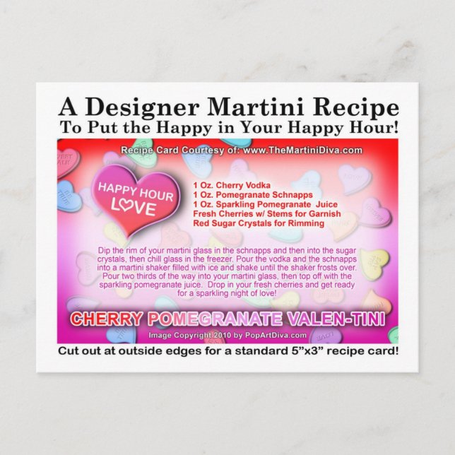 Tarjeta de Martini de San Valentín de Cereza y Gra (Anverso)