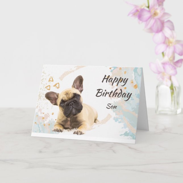  Tarjeta de Mascota de perro Bulldog francés hijo  (Orquídea)