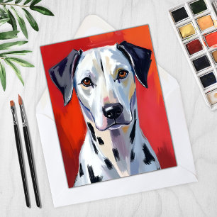 Tarjeta de mascota de perro de pintura dálmata