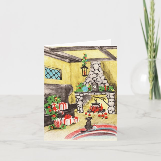 Tarjeta de Mascotas de Navidad de época (Anverso)
