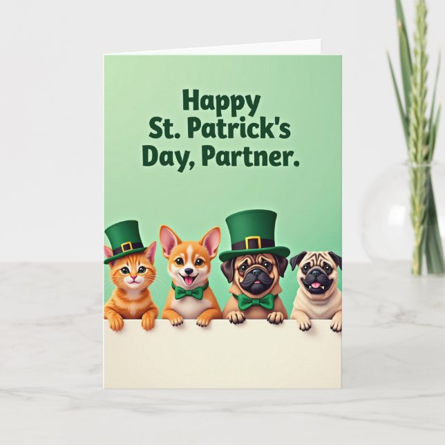 Tarjeta de mascotas festivas de oro falso para las (Anverso)