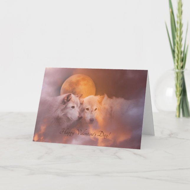 Tarjeta de mate de dos lobos El día de San Valentí (Anverso)