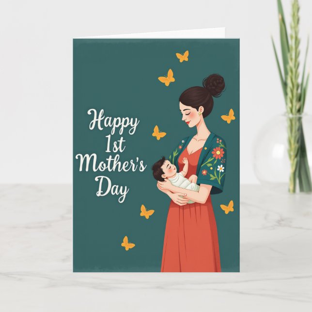 Tarjeta de maternidad de patrón floral (Anverso)