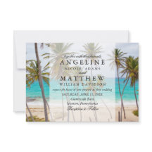 Tarjeta de matrimonio de destino Palm Tree Beach T