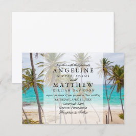 Tarjeta de matrimonio de destino Palm Tree Beach T