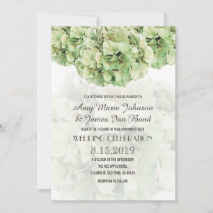 Tarjeta de matrimonio Green Hydrangea Floral Sprin