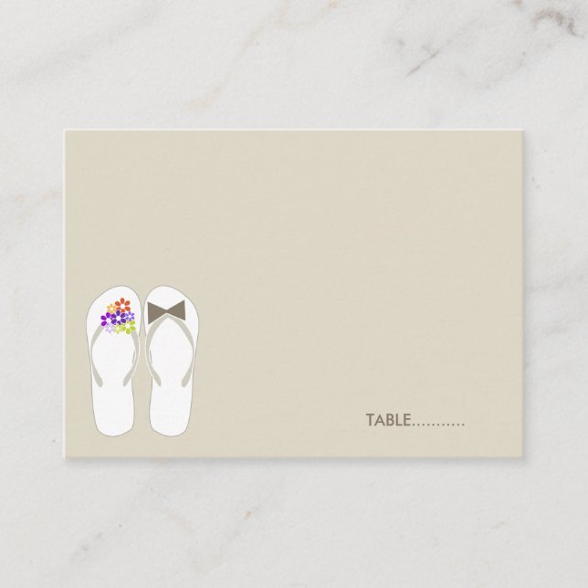 Tarjeta de matrimonio Mr. y Mrs. Flip Flops Beach (Anverso)