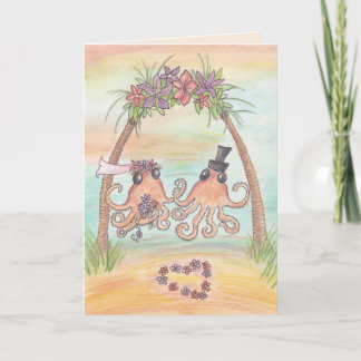 Tarjeta de matrimonio Octopus Beach
