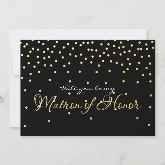 Tarjeta de Matrona de Honor con Confeti de Hoja de (Anverso)