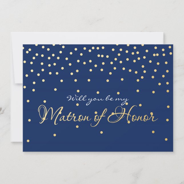 Tarjeta de MATRONA DE HONOR con confeti de papel d (Anverso)