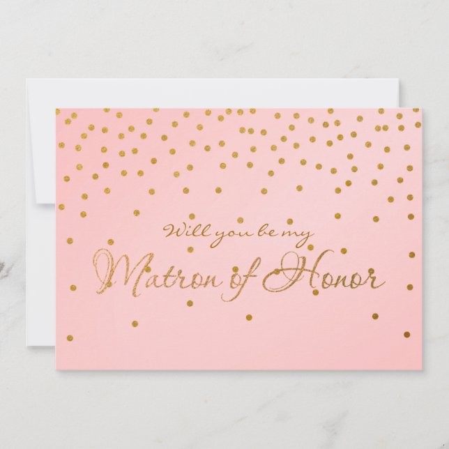 Tarjeta de MATRONA DE HONOR con foil dorado y conf (Anverso)