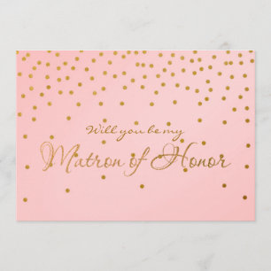 Tarjeta de MATRONA DE HONOR con foil dorado y conf