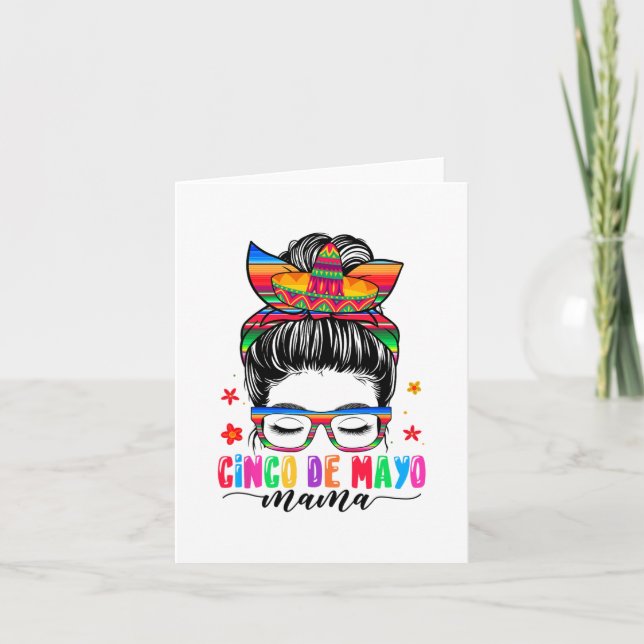 Tarjeta De Mayo Mama Peinado Desordenado Pelo Mexicana Mam (Anverso)
