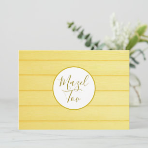 Tarjeta de Mazel Tov, elegante moderna, madera dor