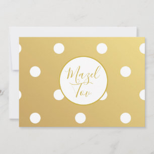 Tarjeta de Mazel Tov, Lunares Blancos Dorados, Art