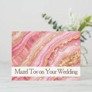 Tarjeta de Mazel Tov para Boda, Ágata Rosa Dorada,