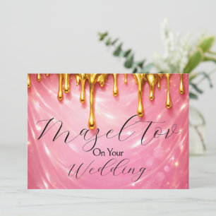 Tarjeta de Mazel Tov para Boda, Rosa con Goteo de