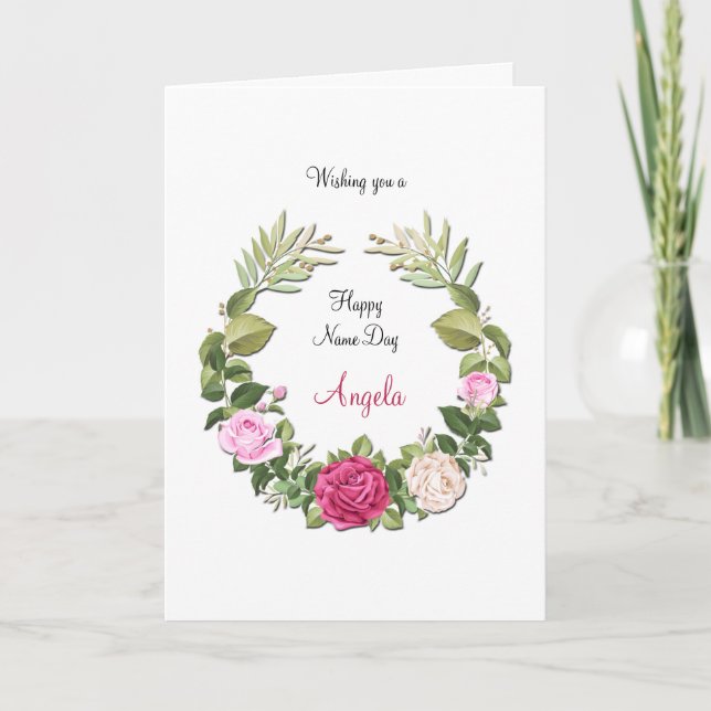 Tarjeta de media luna floral del día del nombre (Anverso)