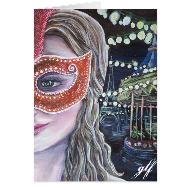 tarjeta de medianoche del carnaval (Frente)