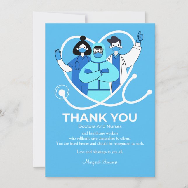 Tarjeta de Médicos y enfermeras de agradecimiento (Anverso)