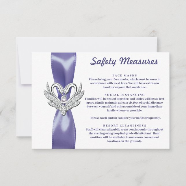 Tarjeta de medidas de seguridad para cisnes morado (Anverso)
