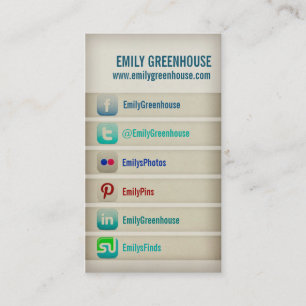 Tarjeta de medios sociales Facebook Twitter