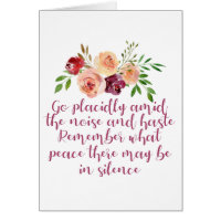 Tarjeta de Meditación Pacífica de Desiderata Poem