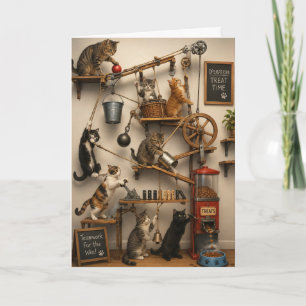 Tarjeta de Mejor Amigo Gatos Rube Goldberg Solo Po