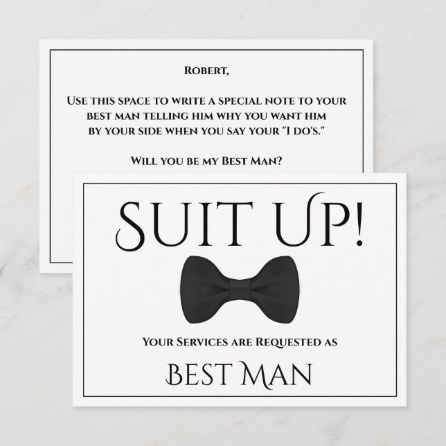 Tarjeta de Mejor Hombre Vístete (Anverso / Reverso)