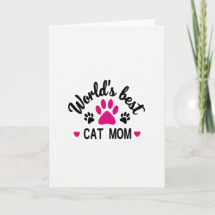 Tarjeta de Mejor Mamá Gata de Fuchsia Paw