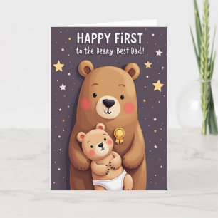 Tarjeta de Mejor Papá Estrellado Beary