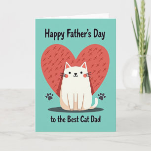 Tarjeta de Mejor Papá Gato con Corazón Verde Azula