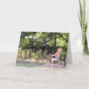 Tarjeta de Mejora Pronta, Niña, Bicicleta y Natura