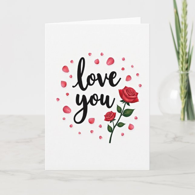 Tarjeta de Mejores Deseos Amor Rosas (Anverso)