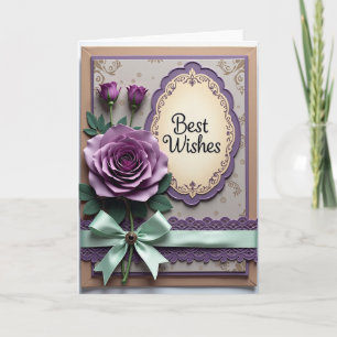 Tarjeta de Mejores Deseos de Rosa Lavanda