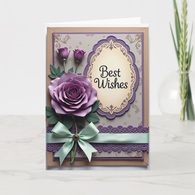 Tarjeta de Mejores Deseos de Rosa Lavanda (Anverso)