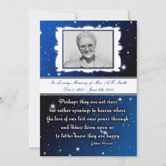 Tarjeta de memoria Bereavement Estrella de Eskimo  (Anverso)