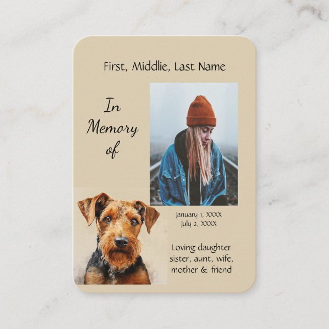 Tarjeta de memoria conmemorativa Airdale Terrier D (Anverso)