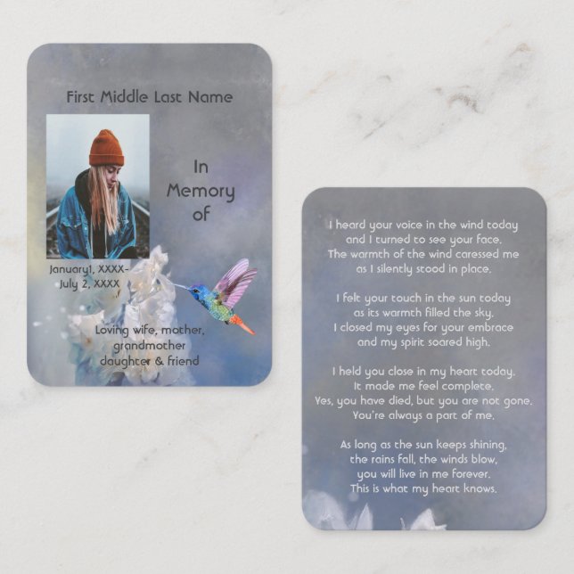 Tarjeta de memoria conmemorativa Flores blancas Hu (Anverso / Reverso)