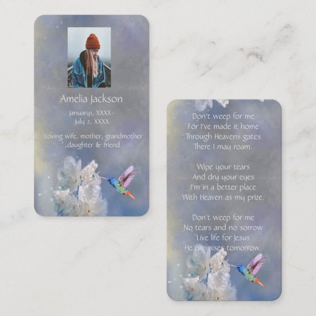 Tarjeta de memoria conmemorativa Flores blancas Hu (Anverso / Reverso)